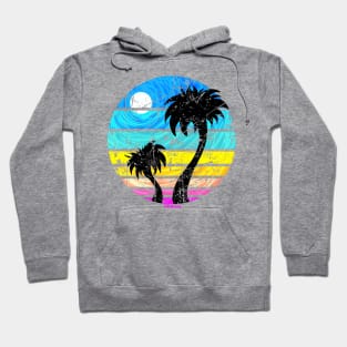 Tropical Retro Sunset (Distressed Version) Hoodie